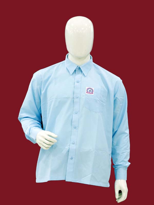 PLAIN SKY BLUE F/S SHIRT WITH MONO FOR BOYS